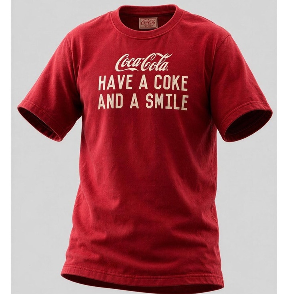 Coca-Cola T-Shirt Mens XL Red Graphic Logo Slogan‎ Have a Coke and a Smile